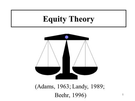 1 Equity Theory (Adams, 1963; Landy, 1989; Beehr, 1996)