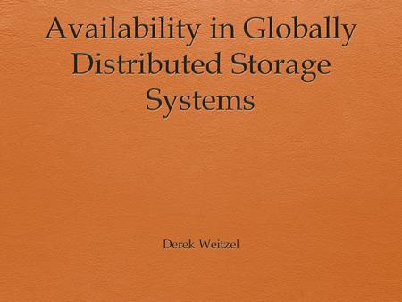 Failures in the System  Two major components in a Node Applications System.