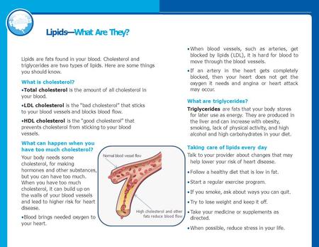 When blood vessels, such as arteries, get blocked by lipids (LDL), it is hard for blood to move through the blood vessels. If an artery in the heart gets.