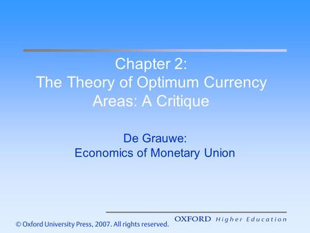 Chapter 2: The Theory of Optimum Currency Areas: A Critique