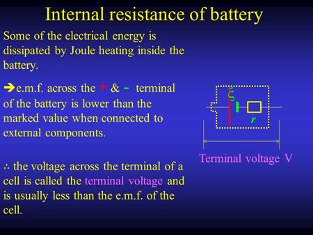 Internal resistance of battery