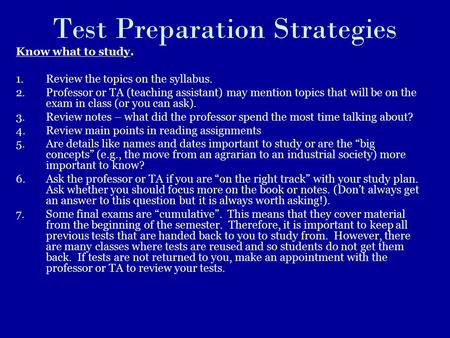 Test Preparation Strategies