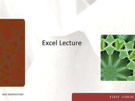 FIRST COURSE Excel Lecture. XP 2 Introducing Excel Microsoft Office Excel 2007 (or Excel) is a computer program used to enter, analyze, and present quantitative.