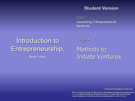 Methods to Initiate Ventures