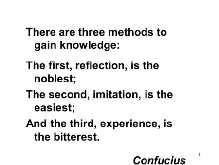 There are three methods to gain knowledge: