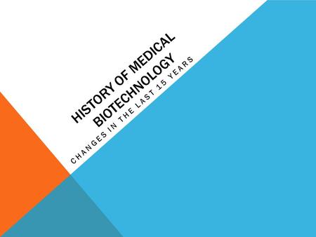 HISTORY OF MEDICAL BIOTECHNOLOGY CHANGES IN THE LAST 15 YEARS.