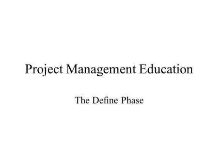 Project Management Education