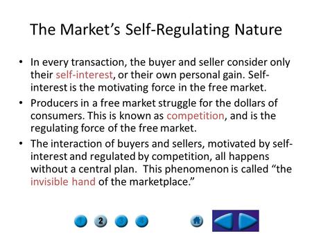 The Market’s Self-Regulating Nature