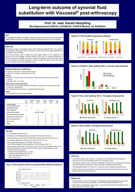 Prof. Dr. med. Harald Hempfling Berufsgenossenschaftliche Unfallklinik, D-82418 Murnau am Staffelsee Long-term outcome of synovial fluid substitution with.