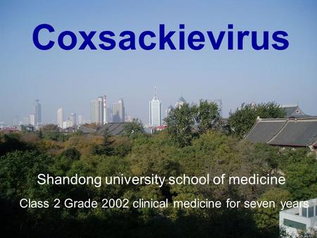 Coxsackievirus Shandong university school of medicine Class 2 Grade 2002 clinical medicine for seven years.