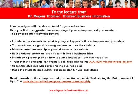 To the lecture from Mr. Mogens Thomsen, Thomsen Business Information