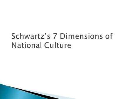  1.Individualism  2.Power Distance  3.Uncertainty Avoidance  4.Masculinity  5.Long VS Term Orientation 1.Universalism VS Particularism 2.Individualism.