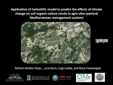 Application of CarboSOIL model to predict the effects of climate change on soil organic carbon stocks in agro-silvo-pastoral Mediterranean management systems.