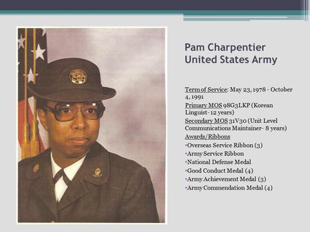 Pam Charpentier United States Army