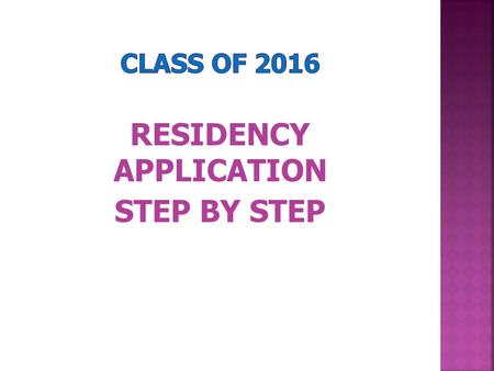 RESIDENCY APPLICATION