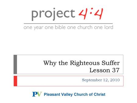 Why the Righteous Suffer Lesson 37