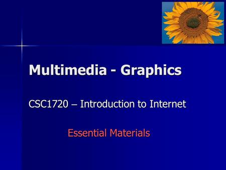 CSC1720 – Introduction to Internet Essential Materials