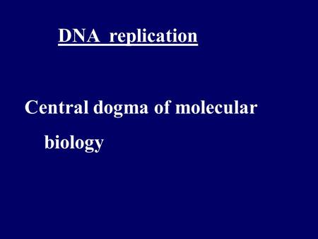 DNA replication Central dogma of molecular biology.