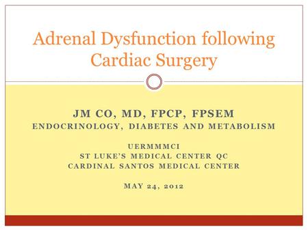 Adrenal Dysfunction following Cardiac Surgery