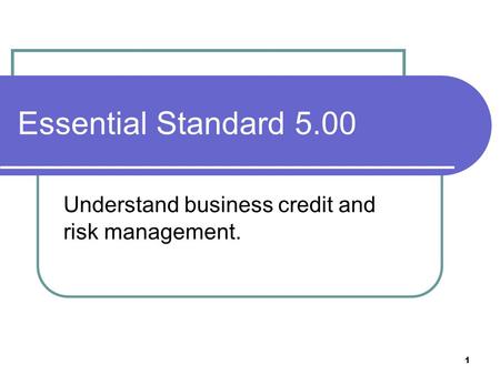 Understand business credit and risk management.