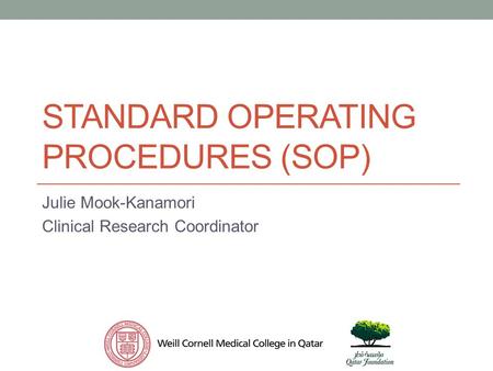 Standard Operating Procedures (SOP)