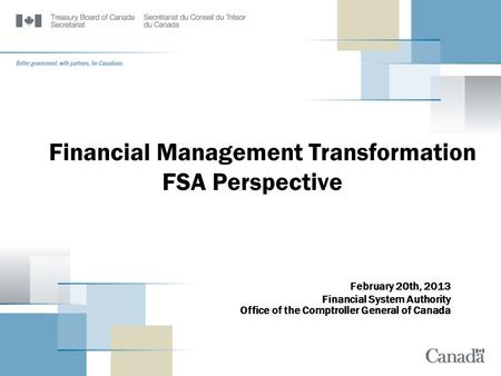 Financial Management Transformation FSA Perspective