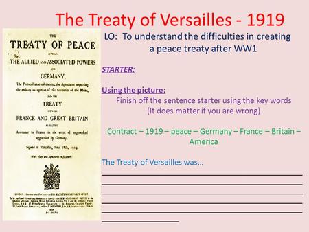 The Treaty of Versailles