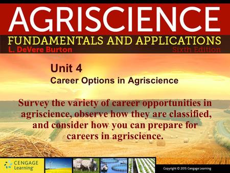 Unit 4 Career Options in Agriscience