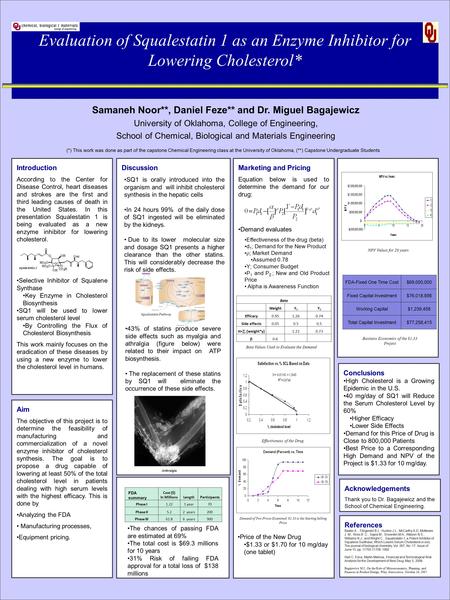 Acknowledgements Thank you to Dr. Bagajewicz and the School of Chemical Engineering. Conclusions High Cholesterol is a Growing Epidemic in the U.S. 40.