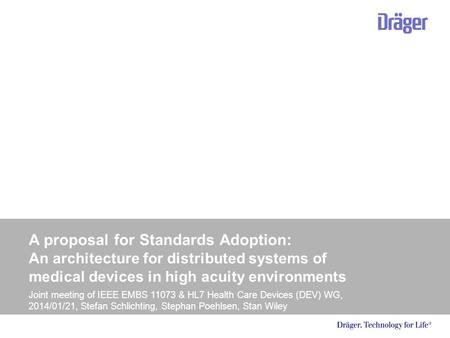 Interoperabilität von patientennahen Medizingeräten A proposal for Standards Adoption: An architecture for distributed systems of medical devices in high.