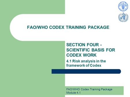 FAO/WHO CODEX TRAINING PACKAGE