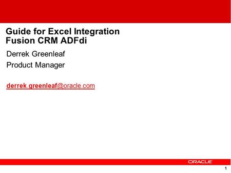 Guide for Excel Integration Fusion CRM ADFdi