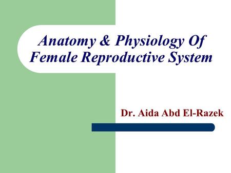 Anatomy & Physiology Of Female Reproductive System