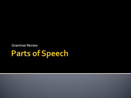 Grammar Review Parts of Speech.