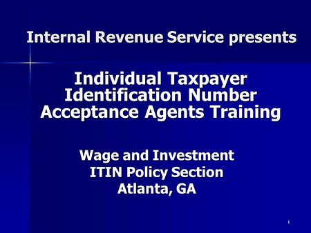 Internal Revenue Service presents