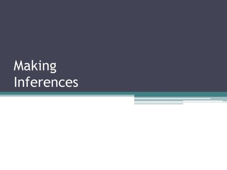 Making Inferences. What is an inference? To infer means to read between the lines You will use what you already know and information from the text to.