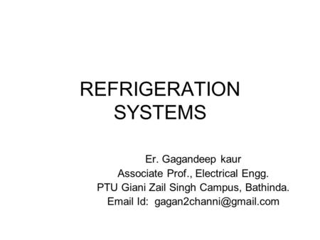 REFRIGERATION SYSTEMS