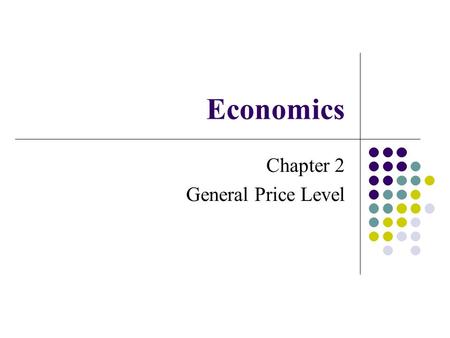 Chapter 2 General Price Level