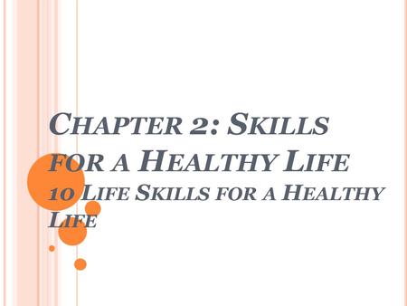 C HAPTER 2: S KILLS FOR A H EALTHY L IFE 10 L IFE S KILLS FOR A H EALTHY L IFE.