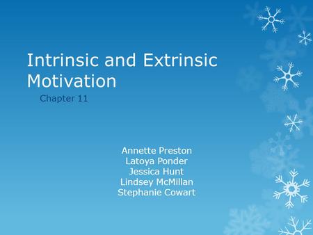 Intrinsic and Extrinsic Motivation