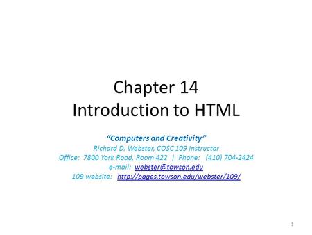 Chapter 14 Introduction to HTML