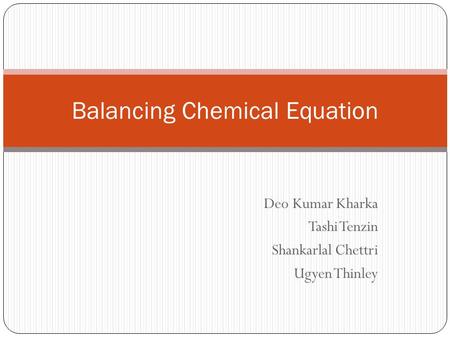 Balancing Chemical Equation