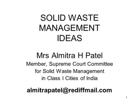 SOLID WASTE MANAGEMENT IDEAS