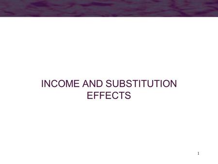 INCOME AND SUBSTITUTION EFFECTS