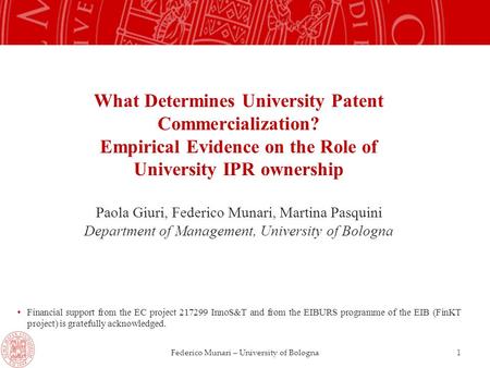 What Determines University Patent Commercialization