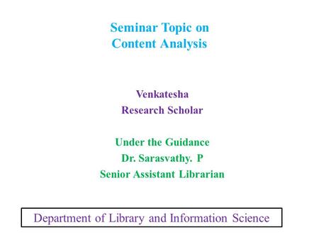 Seminar Topic on Content Analysis