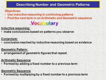 Describing Number and Geometric Patterns