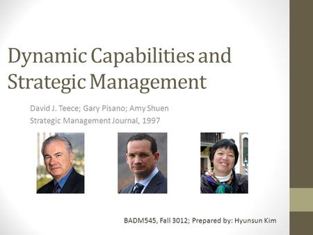 Dynamic Capabilities and Strategic Management