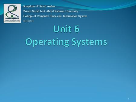 1 Kingdom of Saudi Arabia Prince Norah bint Abdul Rahman University College of Computer Since and Information System NET201.