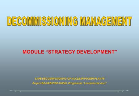 MODULE “STRATEGY DEVELOPMENT”